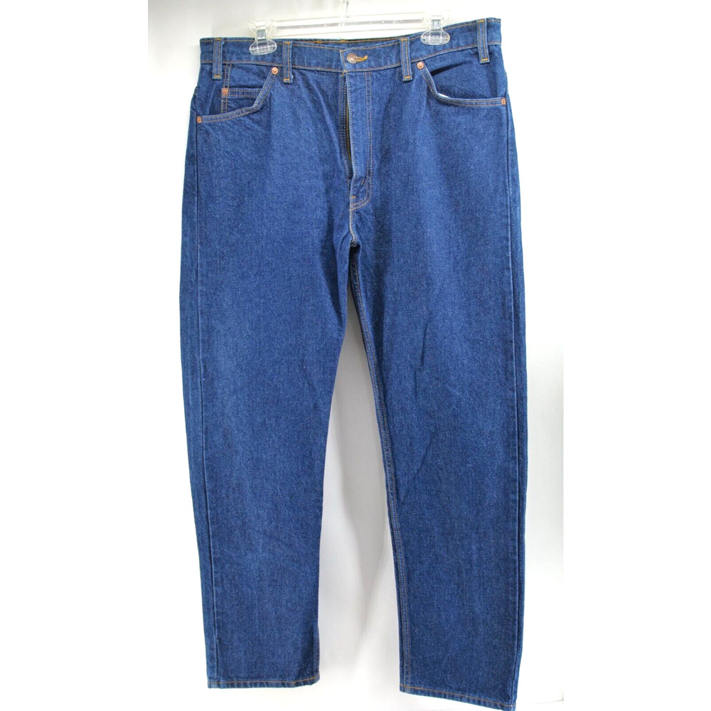 Vintage Levis 505 Mens Orange Tab 36x31 Regular Fit, Straight Leg Blue Jeans 90s